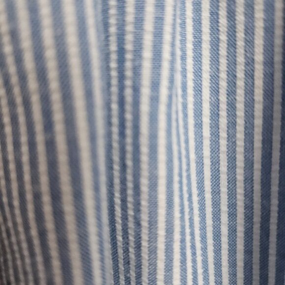 VTG Youngland Nautical Sailor Seersucker Dress Blue & White with Red Trim - Picture 3 of 15